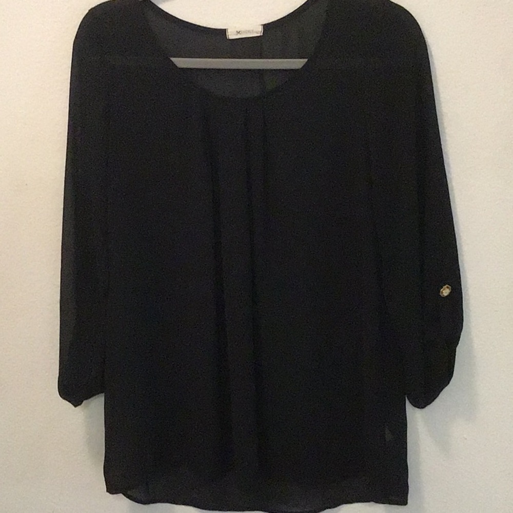 EVERLY SHEER Black BLOUSE SHIRT TOP